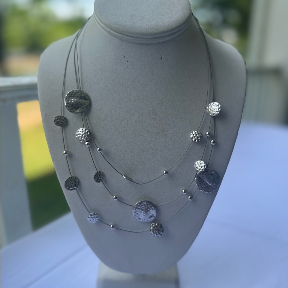 Elegant Silver Multi-Layer Necklace